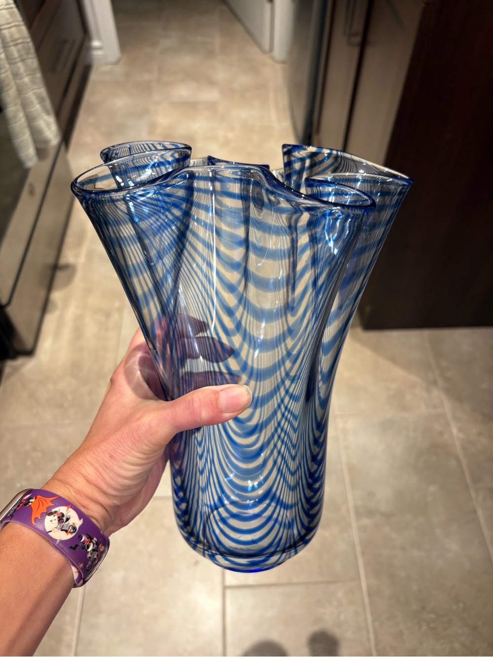 Venini Bianconi Murano Glass Zanfirico Vase latticino vase fazzoletto style